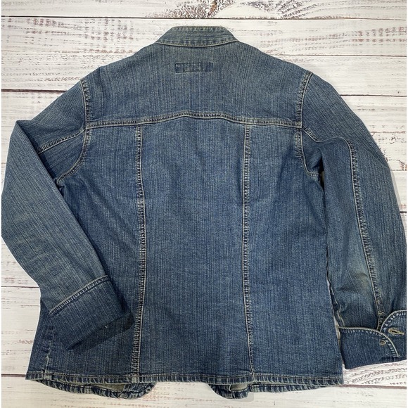 Banana Republic Women Denim Jacket Button Up Medium Wash Chest Pockets Sz Med - Picture 5 of 5